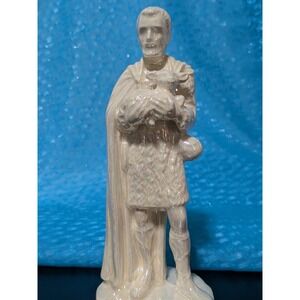 Iridescent Holland Mold Shepherd Holding‎ Lamb Figurine Nativity Statue